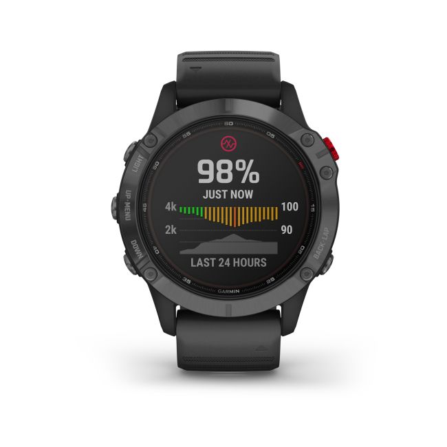 Garmin - Fenix 6 PRO Solar - rama gri slate cu curea silicon neagra - ceas inteligent premium cu GPS pentru sport