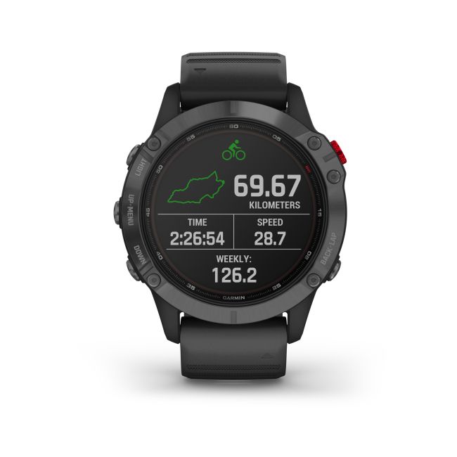 Garmin - Fenix 6 PRO Solar - rama gri slate cu curea silicon neagra - ceas inteligent premium cu GPS pentru sport