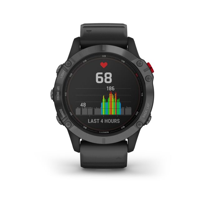 Garmin - Fenix 6 PRO Solar - rama gri slate cu curea silicon neagra - ceas inteligent premium cu GPS pentru sport