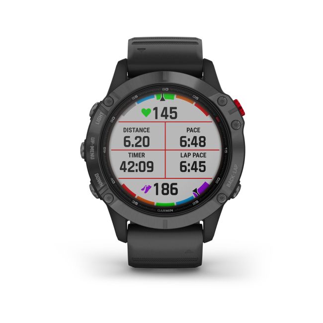 Garmin - Fenix 6 PRO Solar - rama gri slate cu curea silicon neagra - ceas inteligent premium cu GPS pentru sport