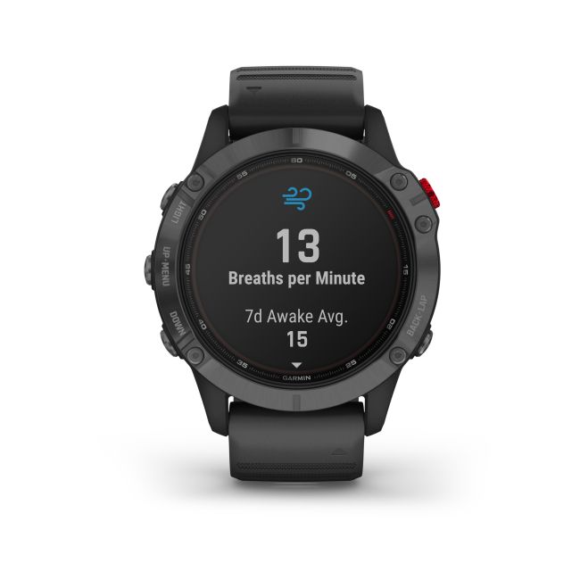 Garmin - Fenix 6 PRO Solar - rama gri slate cu curea silicon neagra - ceas inteligent premium cu GPS pentru sport