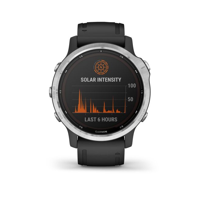 Garmin - Fenix 6s Solar - rama argintie cu curea neagra - ceas inteligent premium cu GPS cu functii avansate pentru sport