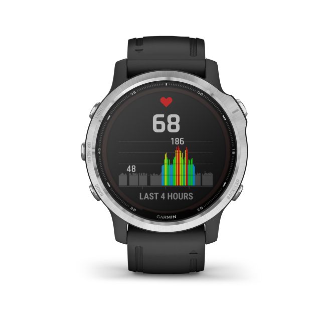 Garmin - Fenix 6s Solar - rama argintie cu curea neagra - ceas inteligent premium cu GPS cu functii avansate pentru sport
