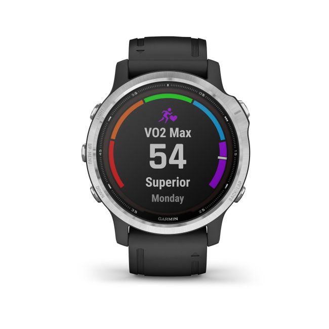 Garmin - Fenix 6s Solar - rama argintie cu curea neagra - ceas inteligent premium cu GPS cu functii avansate pentru sport