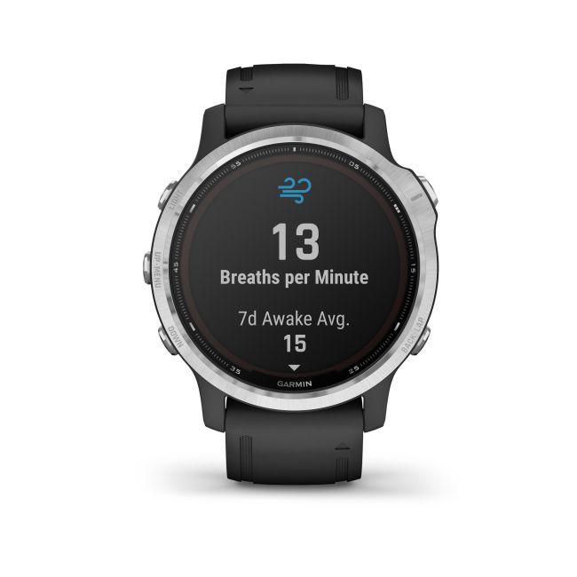 Garmin - Fenix 6s Solar - rama argintie cu curea neagra - ceas inteligent premium cu GPS cu functii avansate pentru sport
