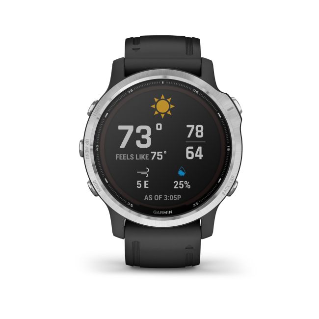 Garmin - Fenix 6s Solar - rama argintie cu curea neagra - ceas inteligent premium cu GPS cu functii avansate pentru sport