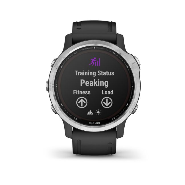 Garmin - Fenix 6s Solar - rama argintie cu curea neagra - ceas inteligent premium cu GPS cu functii avansate pentru sport