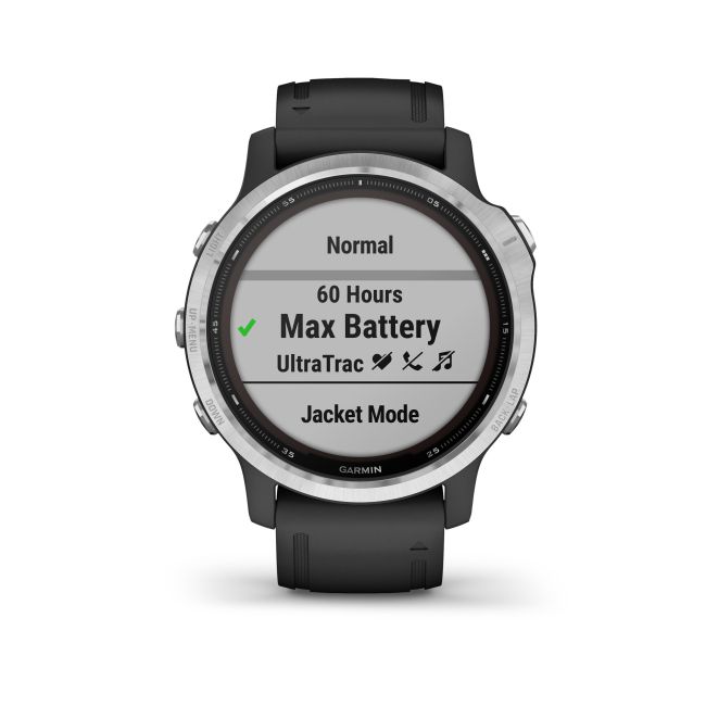 Garmin - Fenix 6s Solar - rama argintie cu curea neagra - ceas inteligent premium cu GPS cu functii avansate pentru sport