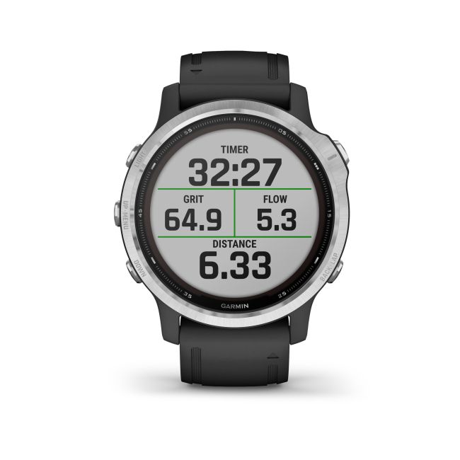 Garmin - Fenix 6s Solar - rama argintie cu curea neagra - ceas inteligent premium cu GPS cu functii avansate pentru sport