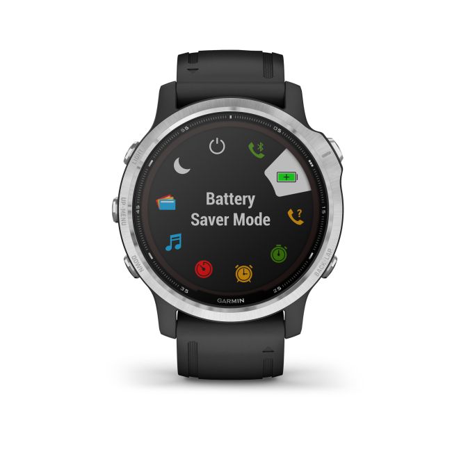 Garmin - Fenix 6s Solar - rama argintie cu curea neagra - ceas inteligent premium cu GPS cu functii avansate pentru sport