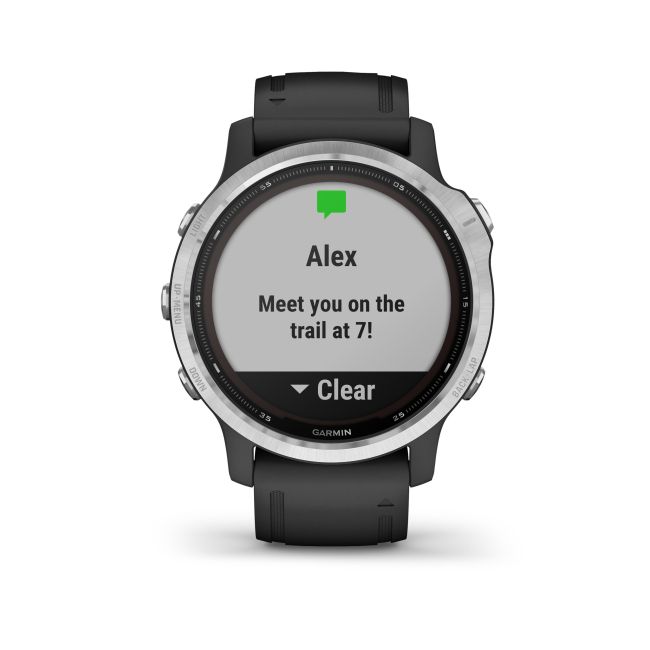 Garmin - Fenix 6s Solar - rama argintie cu curea neagra - ceas inteligent premium cu GPS cu functii avansate pentru sport