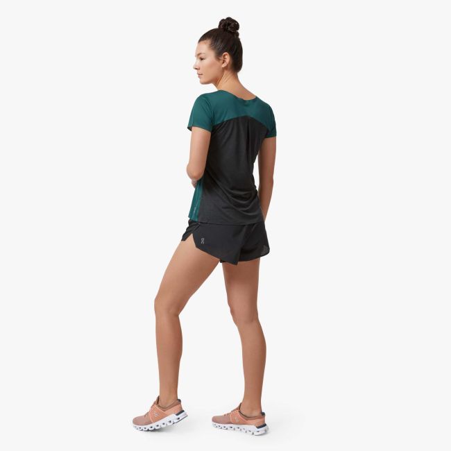 On Performance-T - tricou sport tehnic pentru femei - verde Evergreen negru