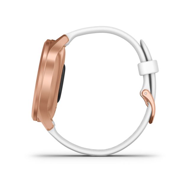 Garmin - Vivomove Style - carcasa rose-gold - bratara silicon alba