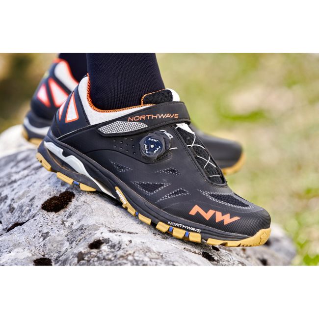 Northwave Spider Plus 2 - pantofi pentru ciclism MTB All Mountain - negru alb portocaliu