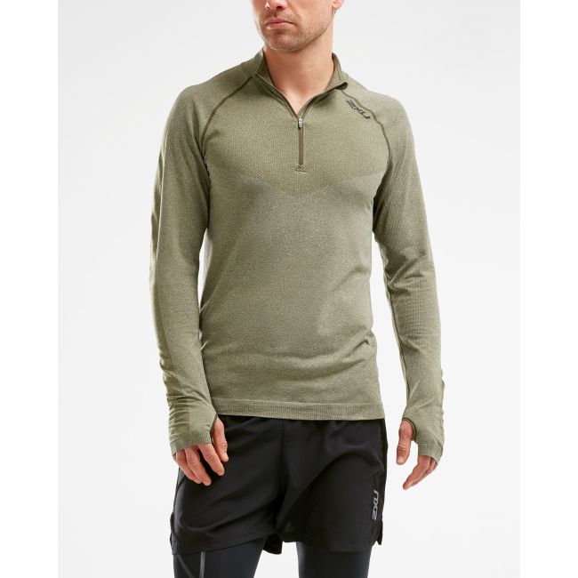 2XU - Bluza cu maneca lunga XCTRL Engineered 1/4 Zip - Olive Marle/Olive Marle