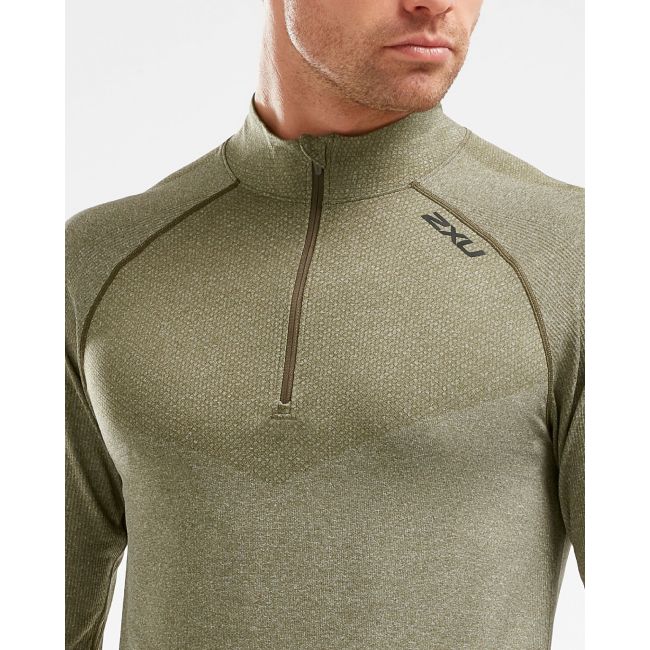 2XU - Bluza cu maneca lunga XCTRL Engineered 1/4 Zip - Olive Marle/Olive Marle