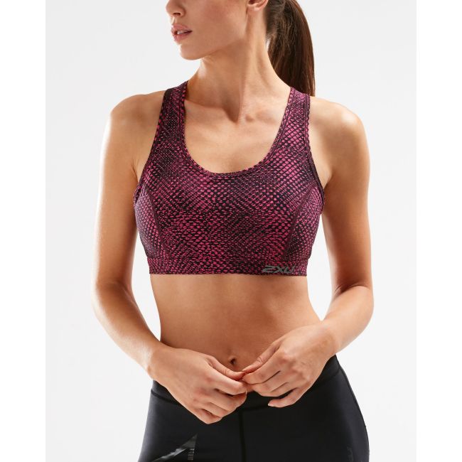 2XU - Bustiera sport femei XVENT Crop - Reverse Mesh/ Fuschia Mov purpuriu