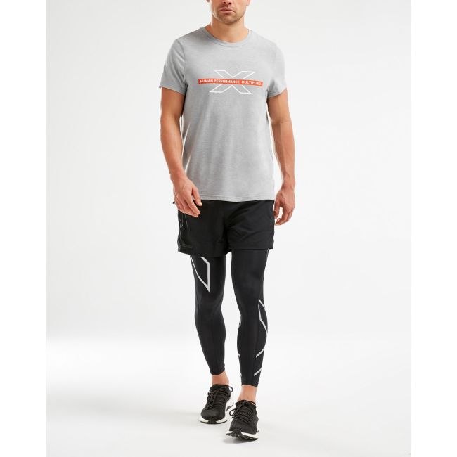 2XU - URBAN S/S Crew Graphic Tee - Grey Marle/Grey Marle