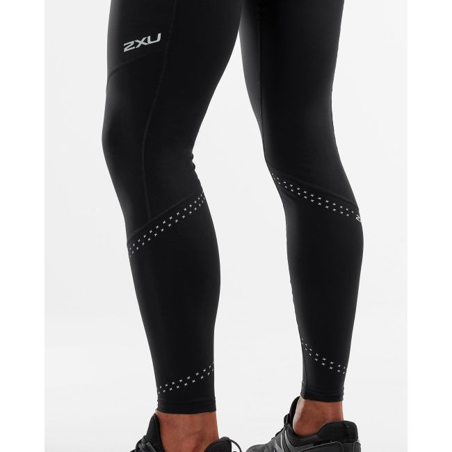 2XU - colanti barbati Wind Defence Compression Tights - Negru dungi argintiu Reflexiv