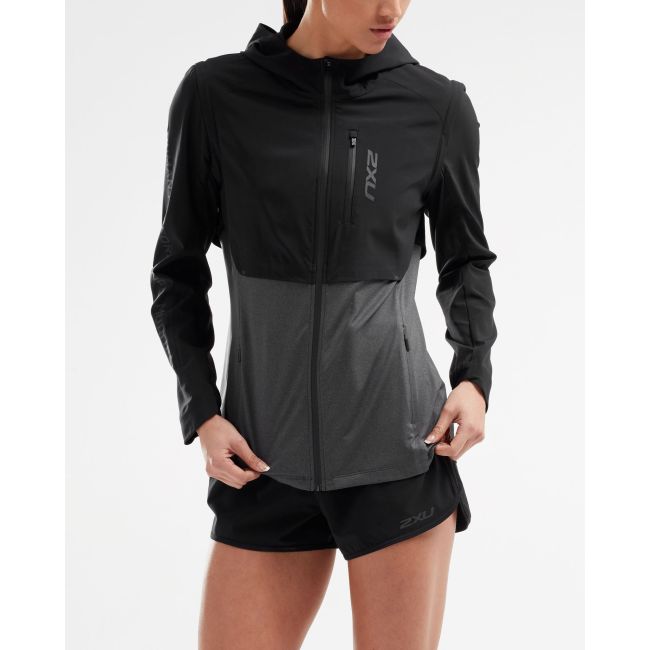 2XU - jacheta alergare pentru femei GHST 2 In 1 Jacket - negru gri marle