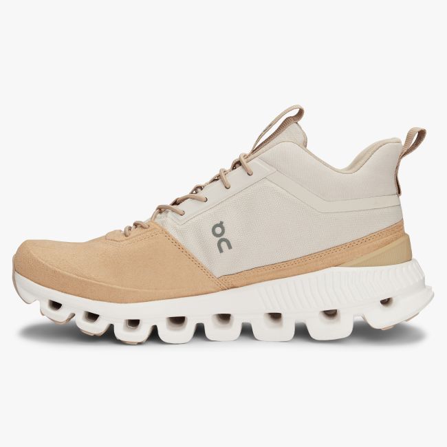 On Cloud Hi - pantofi sport pentru femei - crem gri perla galben Camel