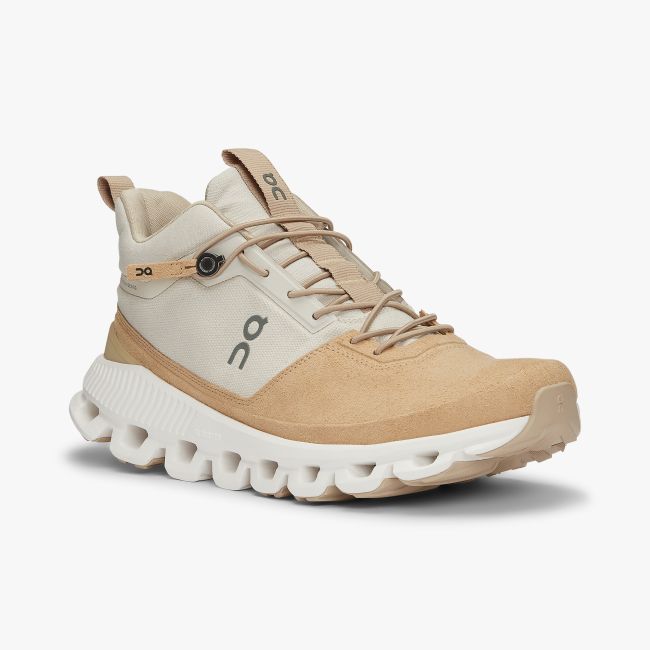 On Cloud Hi - pantofi sport pentru femei - crem gri perla galben Camel