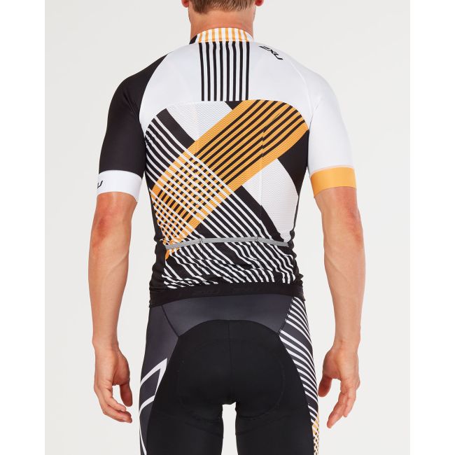 2XU - Sub Cycle Jersey - Tricou ciclism - alb-portocaliu
