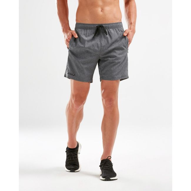2XU - pantaloni scurti alergare pentru barbati XCTRL Woven Free 7 inch - gri Charcoal
