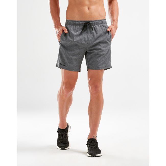2XU - pantaloni scurti alergare pentru barbati XCTRL Woven Free 7 inch - gri Charcoal
