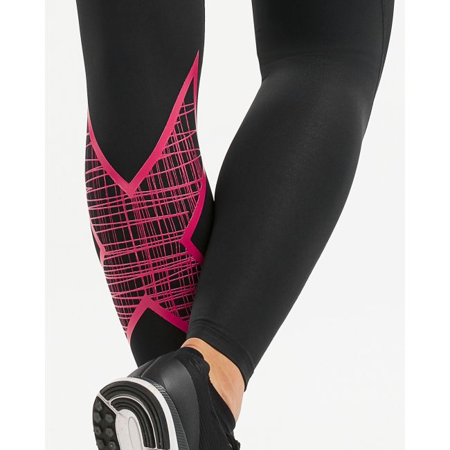 2XU Colanti compresie femei talie medie  - negru-roz-virtual