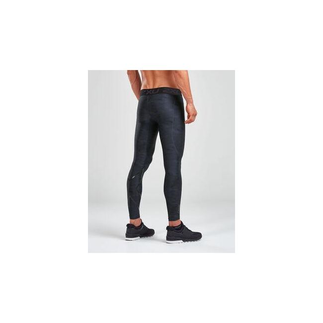 2XU colanti lungi compresie barbati Compression Accelerate Print - negru gri Ashphalt
