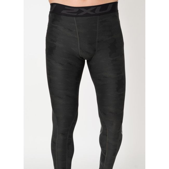 2XU colanti lungi compresie barbati Compression Accelerate Print - negru gri Ashphalt