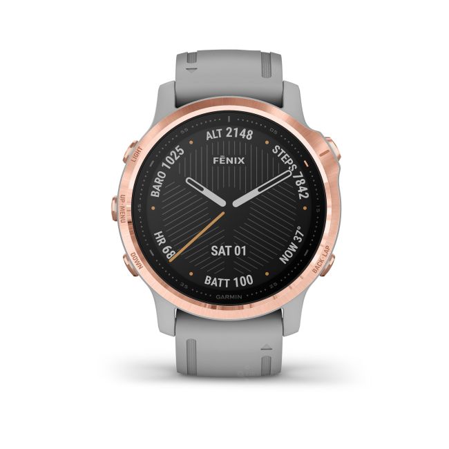 Garmin Fenix 6s Sapphire Rose Gold - curea gri pudra