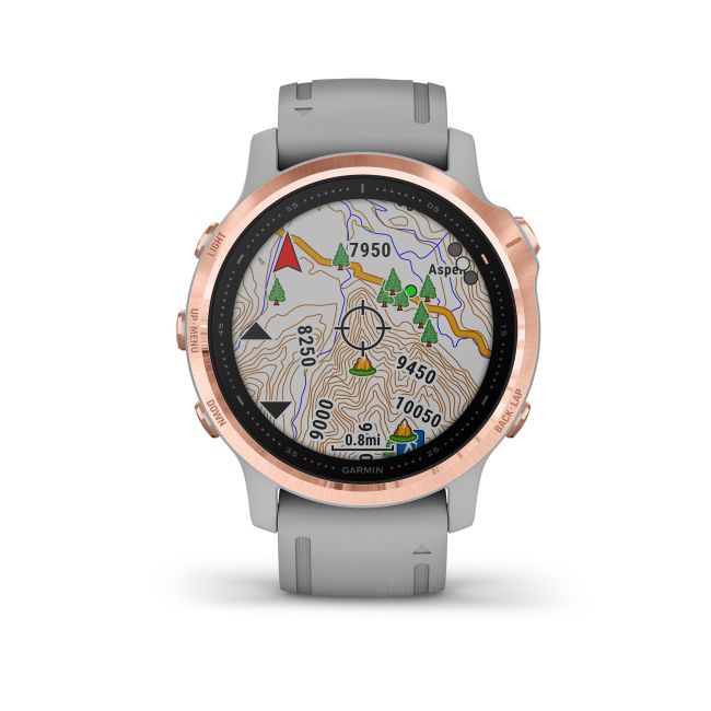 Garmin Fenix 6s Sapphire Rose Gold - curea gri pudra
