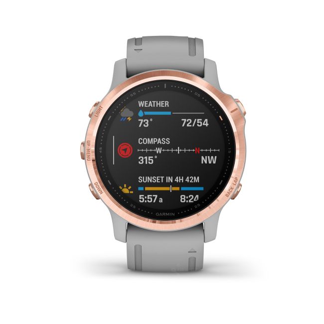 Garmin Fenix 6s Sapphire Rose Gold - curea gri pudra