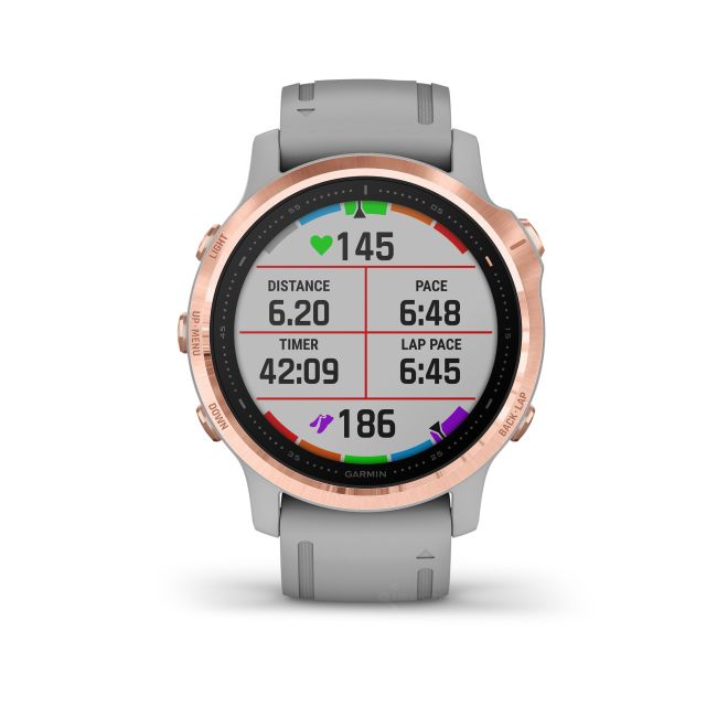 Garmin Fenix 6s Sapphire Rose Gold - curea gri pudra