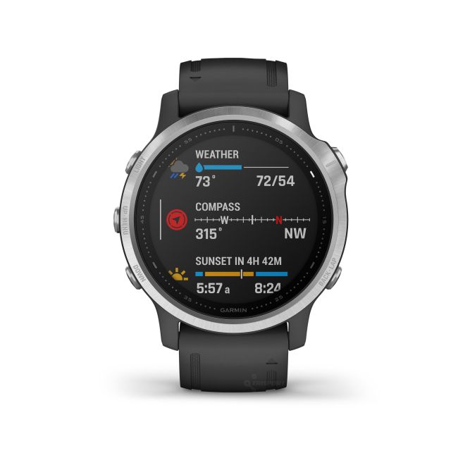 Garmin Fenix 6s Silver - curea neagra