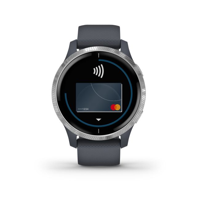 Garmin Venu cu GPS  și AMOLED - albastru granit argintiu