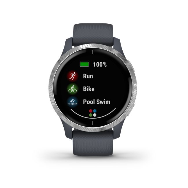 Garmin Venu cu GPS  și AMOLED - albastru granit argintiu