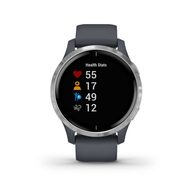 Garmin Venu cu GPS  și AMOLED - albastru granit argintiu