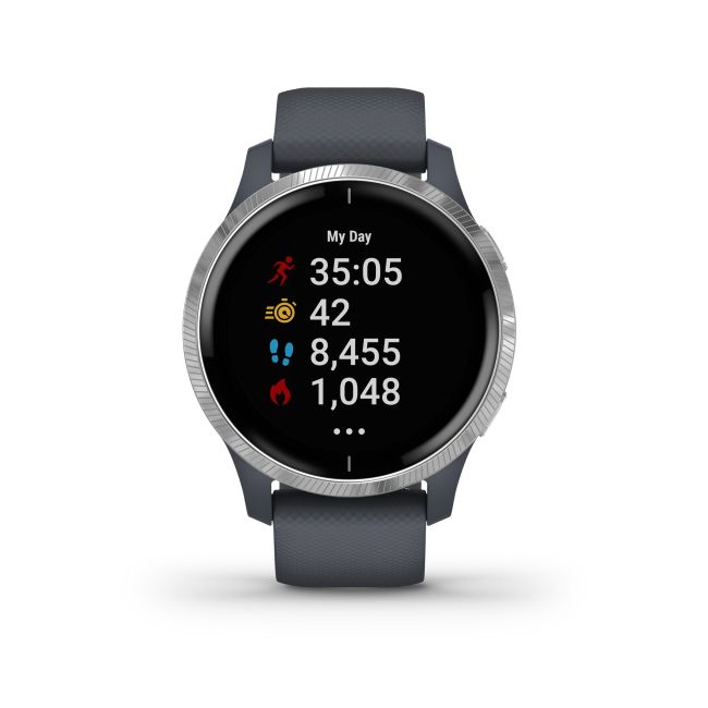 Garmin Venu cu GPS  și AMOLED - albastru granit argintiu