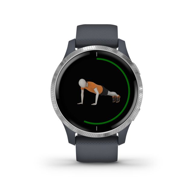 Garmin Venu cu GPS  și AMOLED - albastru granit argintiu