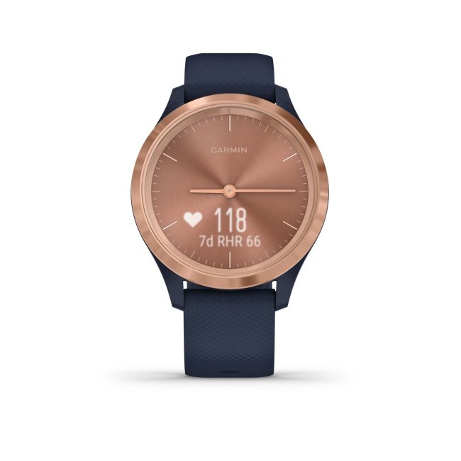 Garmin Vivomove 3s - rama auriu - bratara bleumarin