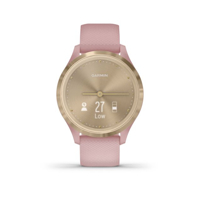 Garmin Vivomove 3s - rama auriu - bratara roz pudra
