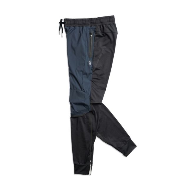 On patanloni alergare lungi waterproof negru-bleumarin