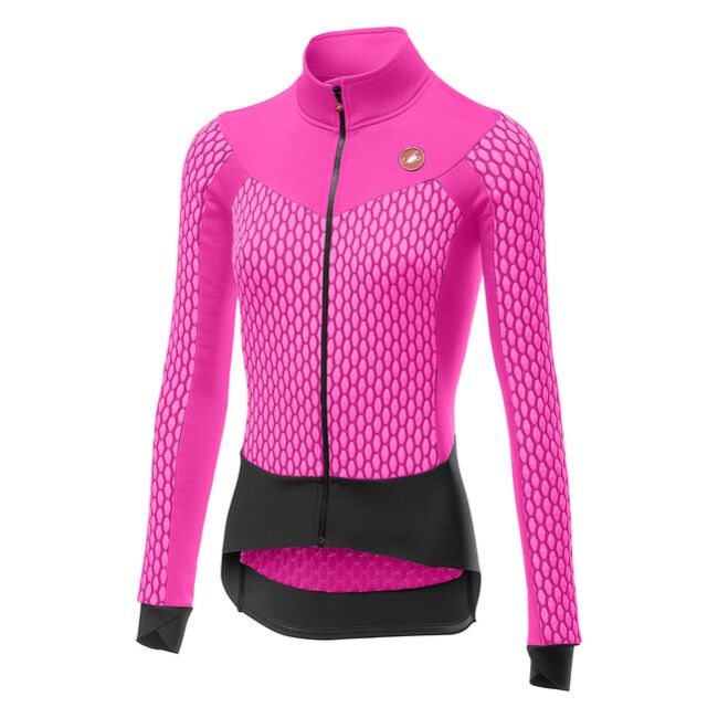 Castelli Bluza ciclism pentru femei maneca lunga Sfida Advanced Thermal Fabric - Roz Fluo