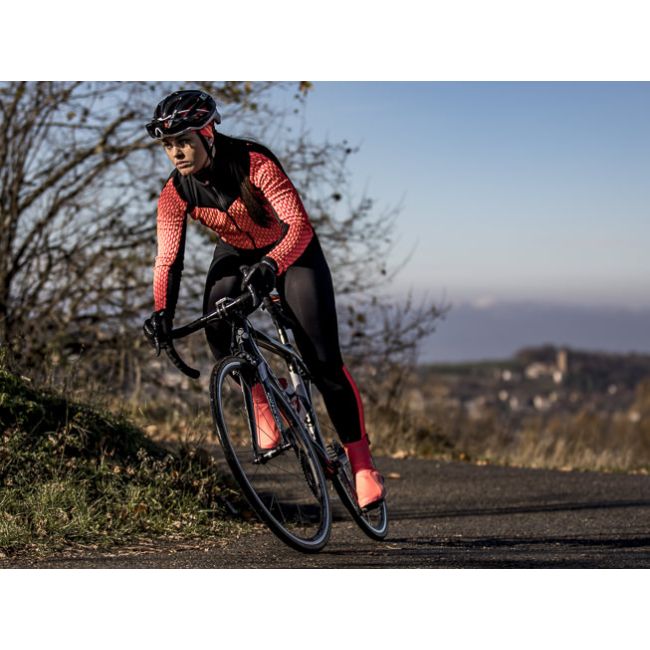 Castelli Bluza ciclism pentru femei maneca lunga Sfida Advanced Thermal Fabric - Roz Fluo