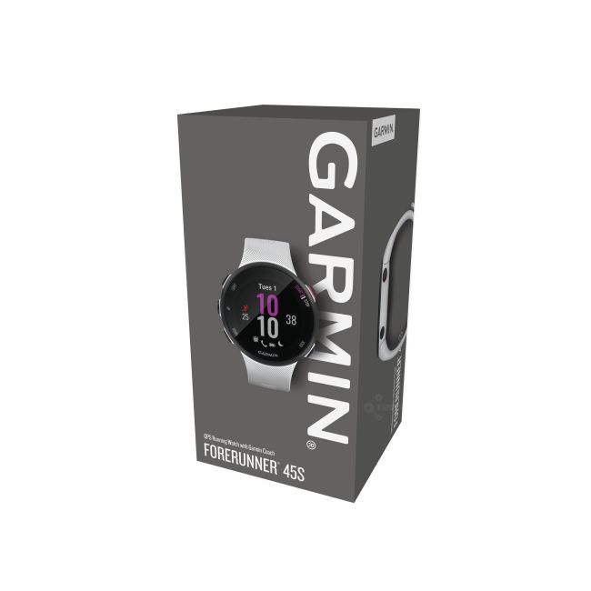 Garmin Forerunner 45s alb - ceas cu GPS pentru alergare, bicicleta, cardio, yoga si alte sporturi