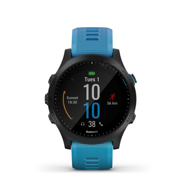 Garmin Forerunner 945 albastru bundle triatlon - ceas cu GPS pentru alergare, bicicleta, inot, triatlon si alte sporturi