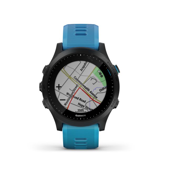 Garmin Forerunner 945 albastru bundle triatlon - ceas cu GPS pentru alergare, bicicleta, inot, triatlon si alte sporturi